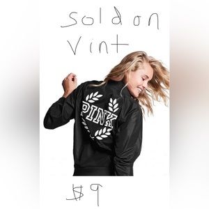 Victoria Secret Pink Bomber Windbreaker Large Logo Jacket✨